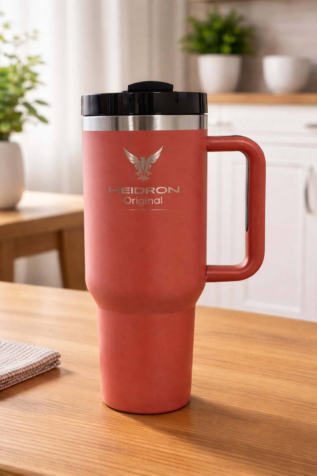HEIDRON Thermobecher 1,18 L – Edelstahl mit Deckel & Trinkhalm